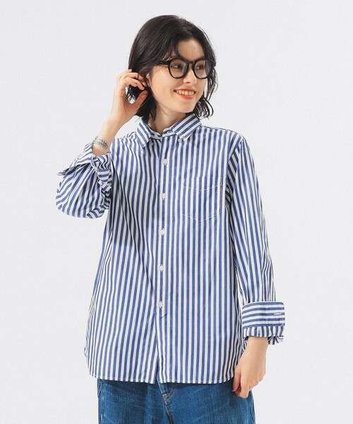 BEAMS BOY(ビームスボーイ)の「【ビームスの百名品】【追加】ロンドン ストライプ ボタンダウン シャツ(シャツ/ブラウス・レディース・ブラック/ネイビー・0/1/2)」の2枚目の写真