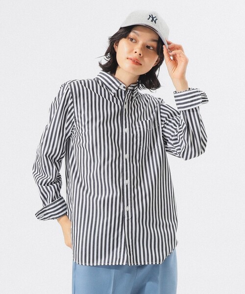 BEAMS BOY(ビームスボーイ)の「【ビームスの百名品】【追加】ロンドン ストライプ ボタンダウン シャツ(シャツ/ブラウス・レディース・ブラック/ネイビー・0/1/2)」の1枚目の写真