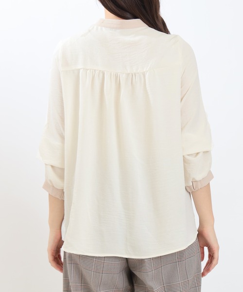 TRUDEA(トルディア)の「ピンタック2WAYスリーブブラウス(シャツ/ブラウス・レディース・ブラック/ホワイト・MEDIUM)」の18枚目の写真