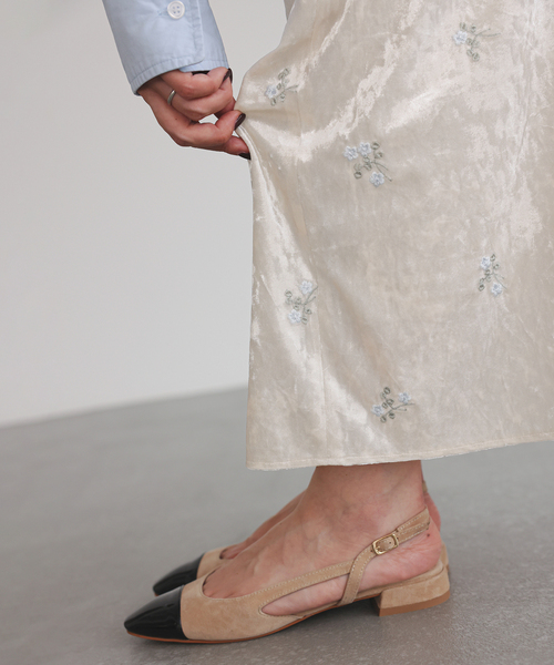 SLOBE IENA フラワーエンブロイダリーベロアスカート フラワーエンブロイダリーベロアスカート（スカート）｜SLOBE