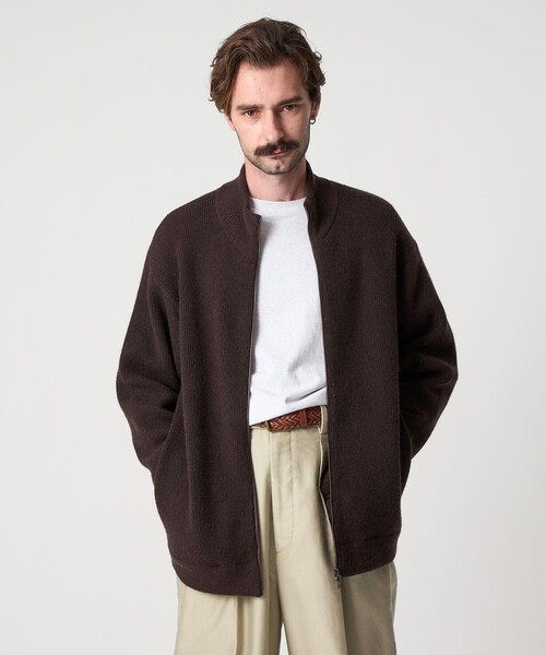 Steven Alan(スティーブンアラン)の「<Steven Alan> エアーハミルトン ドライバーズ ニット(カーディガン/ボレロ・メンズ・ダークブラウン/ブラック・XL/L/M/S)」の2枚目の写真