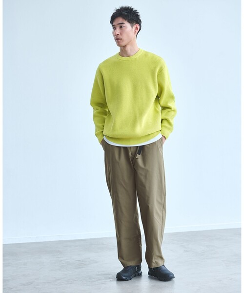 green label relaxing（グリーンレーベルリラクシング）の「コットン ポリエステル ワッフル クルーネック ニット（ニット/セーター・メンズ・ホワイト/オレンジ/ブラック/ライム・S/XL/L/M）」の6枚目の写真