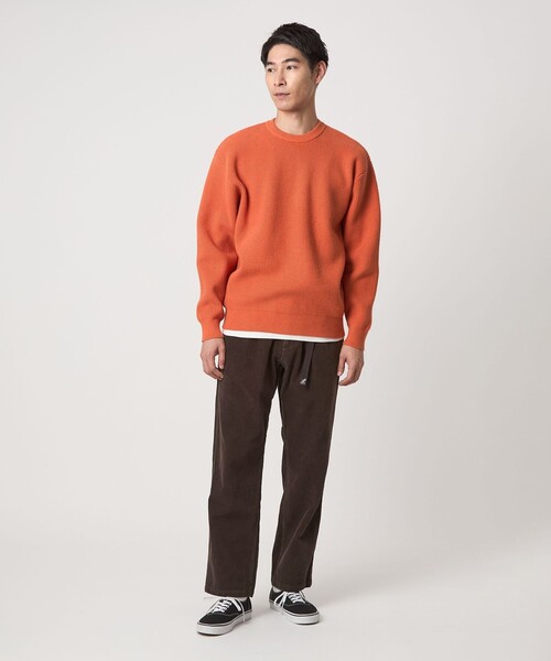 green label relaxing（グリーンレーベルリラクシング）の「コットン ポリエステル ワッフル クルーネック ニット（ニット/セーター・メンズ・ホワイト/オレンジ/ブラック/ライム・S/XL/L/M）」の7枚目の写真