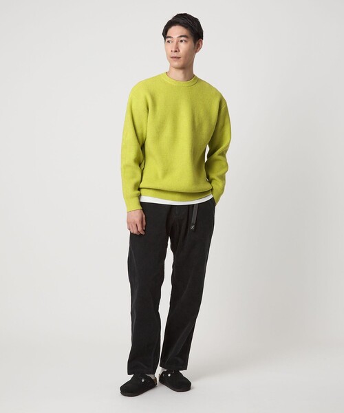 green label relaxing（グリーンレーベルリラクシング）の「コットン ポリエステル ワッフル クルーネック ニット（ニット/セーター・メンズ・ホワイト/オレンジ/ブラック/ライム・S/XL/L/M）」の11枚目の写真