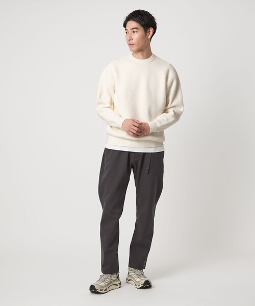 green label relaxing（グリーンレーベルリラクシング）の「コットン ポリエステル ワッフル クルーネック ニット（ニット/セーター・メンズ・ホワイト/オレンジ/ブラック/ライム・S/XL/L/M）」の12枚目の写真