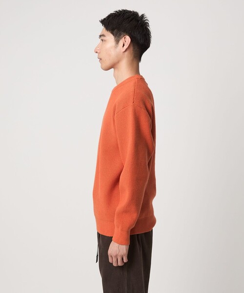 green label relaxing（グリーンレーベルリラクシング）の「コットン ポリエステル ワッフル クルーネック ニット（ニット/セーター・メンズ・ホワイト/オレンジ/ブラック/ライム・S/XL/L/M）」の14枚目の写真
