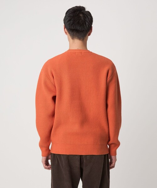 コットン ポリエステル ワッフル クルーネック ニット（ニット