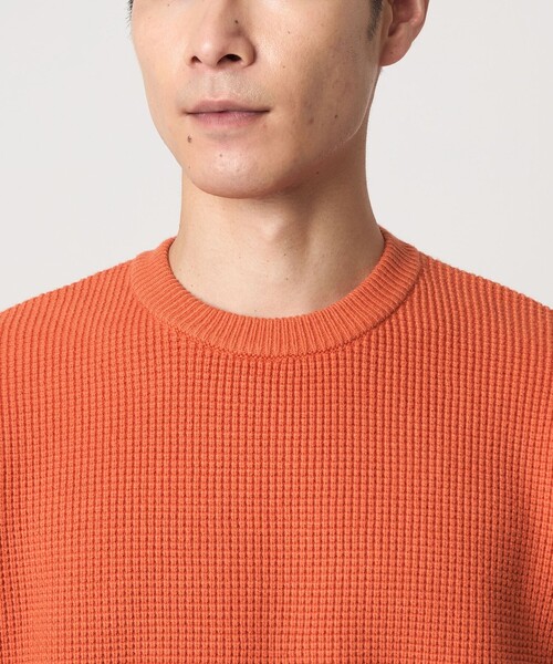 green label relaxing（グリーンレーベルリラクシング）の「コットン ポリエステル ワッフル クルーネック ニット（ニット/セーター・メンズ・ホワイト/オレンジ/ブラック/ライム・S/XL/L/M）」の16枚目の写真