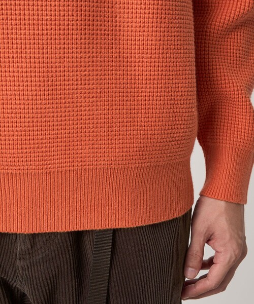 green label relaxing（グリーンレーベルリラクシング）の「コットン ポリエステル ワッフル クルーネック ニット（ニット/セーター・メンズ・ホワイト/オレンジ/ブラック/ライム・S/XL/L/M）」の18枚目の写真