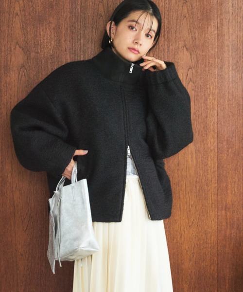 Doux archives（ドゥアルシーヴ）の「ブークレドルマンブルゾン（ブルゾン・レディース・ブラウン/アイボリー/ブラック・38）」の2枚目の写真