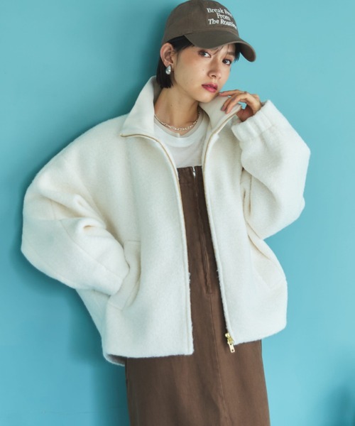 Doux archives（ドゥアルシーヴ）の「ブークレドルマンブルゾン（ブルゾン・レディース・ブラウン/アイボリー/ブラック・38）」の5枚目の写真