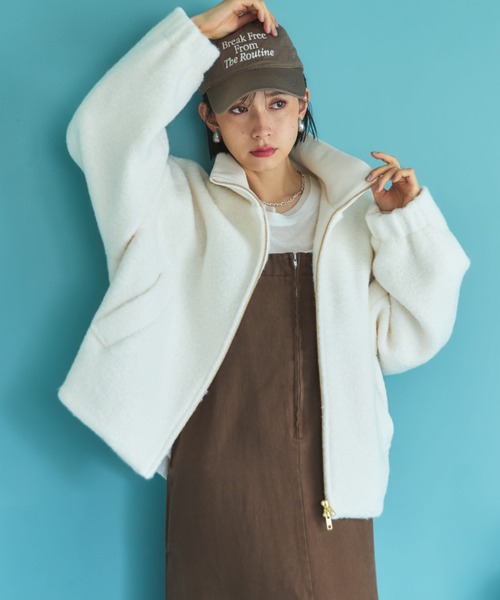 Doux archives（ドゥアルシーヴ）の「ブークレドルマンブルゾン（ブルゾン・レディース・ブラウン/アイボリー/ブラック・38）」の6枚目の写真