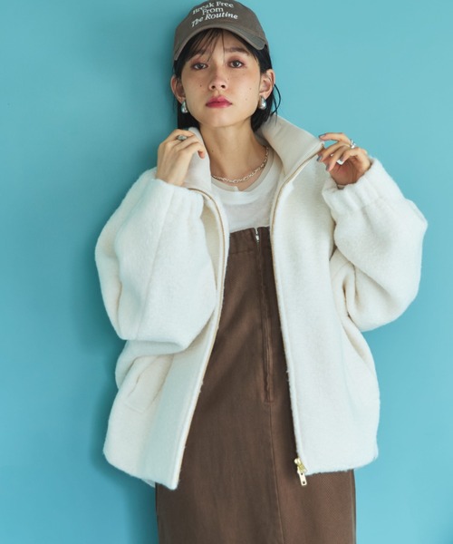 Doux archives（ドゥアルシーヴ）の「ブークレドルマンブルゾン（ブルゾン・レディース・ブラウン/アイボリー/ブラック・38）」の7枚目の写真