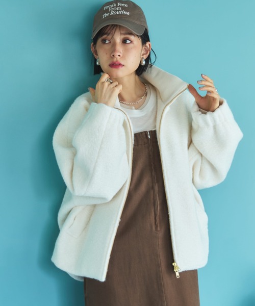 Doux archives（ドゥアルシーヴ）の「ブークレドルマンブルゾン（ブルゾン・レディース・ブラウン/アイボリー/ブラック・38）」の8枚目の写真