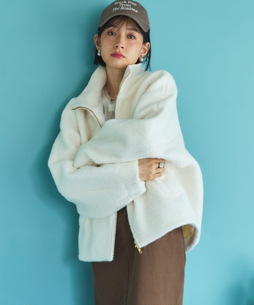 Doux archives（ドゥアルシーヴ）の「ブークレドルマンブルゾン（ブルゾン・レディース・ブラウン/アイボリー/ブラック・38）」の14枚目の写真