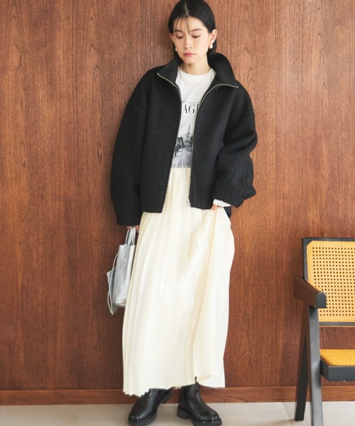 Doux archives（ドゥアルシーヴ）の「ブークレドルマンブルゾン（ブルゾン・レディース・ブラウン/アイボリー/ブラック・38）」の21枚目の写真