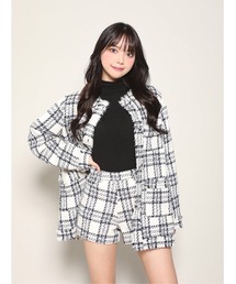 大人気ツイードジャケット完売 セットアップ対応】ファンシーツイード ノーカラー ジャケット