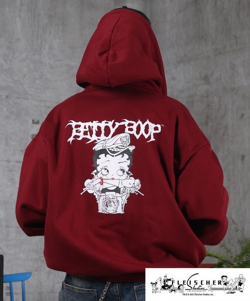 BETTY BOOP(ベティ・ブープ)の「【Betty Boop】 裏起毛 ベティー バックプリント ZIPパーカ- メンズ レディース ユニセックス(パーカー・メンズ・レッド/ブラック/アッシュグレー・M/L)」の3枚目の写真