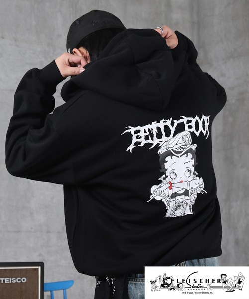 Betty Boop】 裏起毛 ベティー バックプリント ZIPパーカ－ メンズ