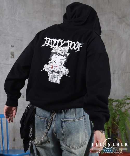 BETTY BOOP(ベティ・ブープ)の「【Betty Boop】 裏起毛 ベティー バックプリント ZIPパーカ- メンズ レディース ユニセックス(パーカー・メンズ・レッド/ブラック/アッシュグレー・M/L)」の4枚目の写真