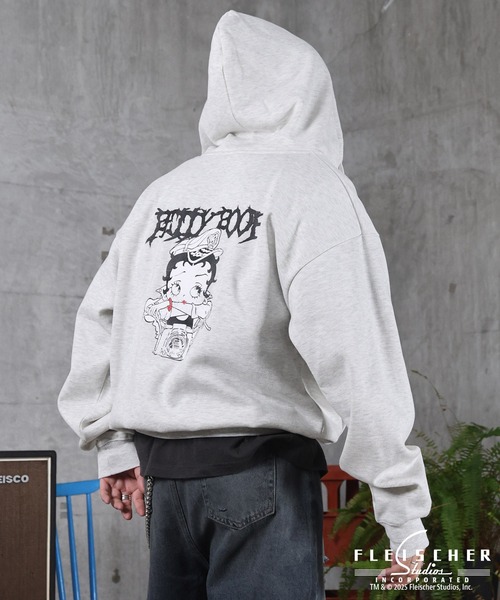 BETTY BOOP(ベティ・ブープ)の「【Betty Boop】 裏起毛 ベティー バックプリント ZIPパーカ- メンズ レディース ユニセックス(パーカー・メンズ・レッド/ブラック/アッシュグレー・M/L)」の5枚目の写真