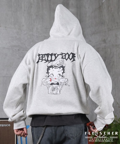 BETTY BOOP(ベティ・ブープ)の「【Betty Boop】 裏起毛 ベティー バックプリント ZIPパーカ- メンズ レディース ユニセックス(パーカー・メンズ・レッド/ブラック/アッシュグレー・M/L)」の6枚目の写真