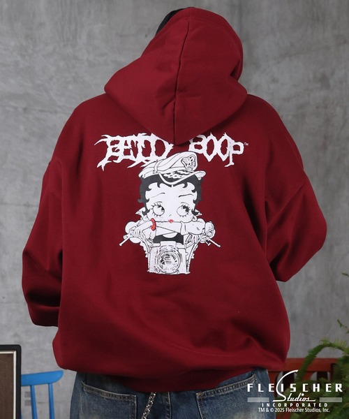 BETTY BOOP(ベティ・ブープ)の「【Betty Boop】 裏起毛 ベティー バックプリント ZIPパーカ- メンズ レディース ユニセックス(パーカー・メンズ・レッド/ブラック/アッシュグレー・M/L)」の16枚目の写真