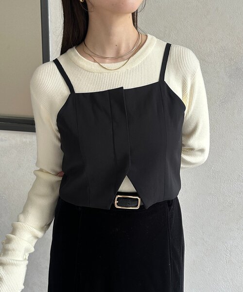 Thevon(ゼボン)の「裾スリットショートビスチェ(シャツ/ブラウス・レディース・アイボリー/ブラック/チャコールグレー・FREE)」の13枚目の写真