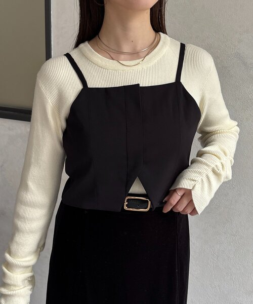 Thevon(ゼボン)の「裾スリットショートビスチェ(シャツ/ブラウス・レディース・アイボリー/ブラック/チャコールグレー・FREE)」の18枚目の写真