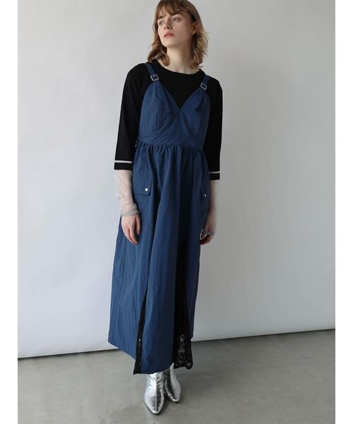 :ETHROF(イーサオブ)の「LACE DOCKING BELT-STRAP NYLON DRESS(ワンピース・レディース・ブラック/ネイビー・MEDIUM)」の15枚目の写真