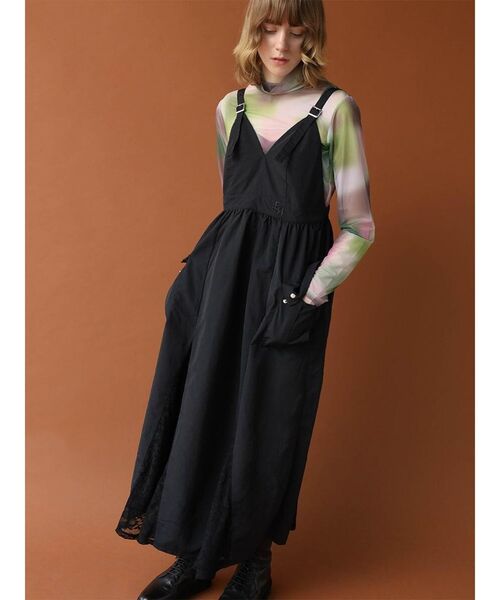 :ETHROF(イーサオブ)の「LACE DOCKING BELT-STRAP NYLON DRESS(ワンピース・レディース・ブラック/ネイビー・MEDIUM)」の1枚目の写真