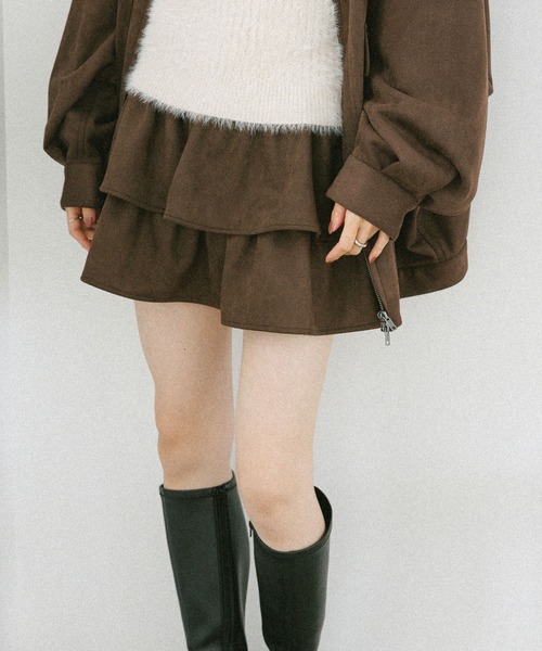 Heather（ヘザー）の「フェイクレザーフリルミニスカート　600185（スカート・レディース・ブラック/ブラウン/キャメル/ブラウン系・S/M）」の3枚目の写真