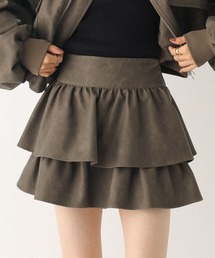 フェイクレザーフリルミニスカート　600185