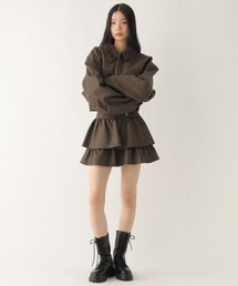 Heather（ヘザー）の「フェイクレザーフリルミニスカート　600185（スカート）」