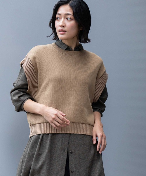 Munich(ミューニック)の「ニットライクジャージー×リブドッキングプルオーバー(Tシャツ/カットソー・レディース・キャメル/ダークグレー/ブラック・FREE)」の9枚目の写真