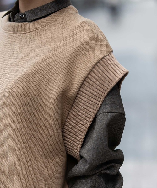 Munich(ミューニック)の「ニットライクジャージー×リブドッキングプルオーバー(Tシャツ/カットソー・レディース・キャメル/ダークグレー/ブラック・FREE)」の15枚目の写真