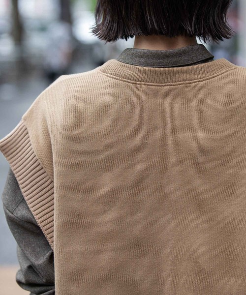 Munich(ミューニック)の「ニットライクジャージー×リブドッキングプルオーバー(Tシャツ/カットソー・レディース・キャメル/ダークグレー/ブラック・FREE)」の17枚目の写真