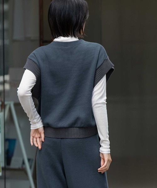 Munich(ミューニック)の「ニットライクジャージー×リブドッキングプルオーバー(Tシャツ/カットソー・レディース・キャメル/ダークグレー/ブラック・FREE)」の21枚目の写真