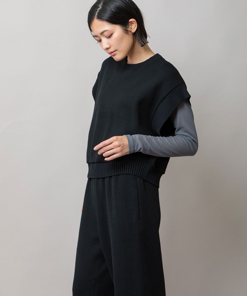 Munich(ミューニック)の「ニットライクジャージー×リブドッキングプルオーバー(Tシャツ/カットソー・レディース・キャメル/ダークグレー/ブラック・FREE)」の5枚目の写真