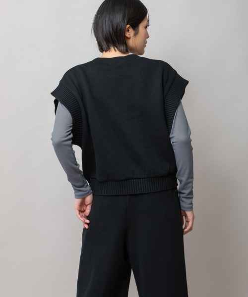 Munich(ミューニック)の「ニットライクジャージー×リブドッキングプルオーバー(Tシャツ/カットソー・レディース・キャメル/ダークグレー/ブラック・FREE)」の4枚目の写真