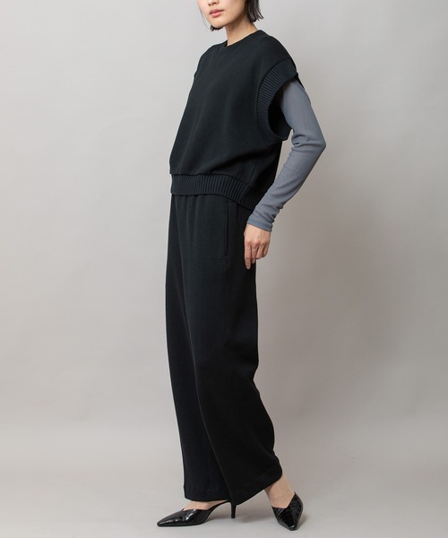 Munich(ミューニック)の「ニットライクジャージー×リブドッキングプルオーバー(Tシャツ/カットソー・レディース・キャメル/ダークグレー/ブラック・FREE)」の7枚目の写真