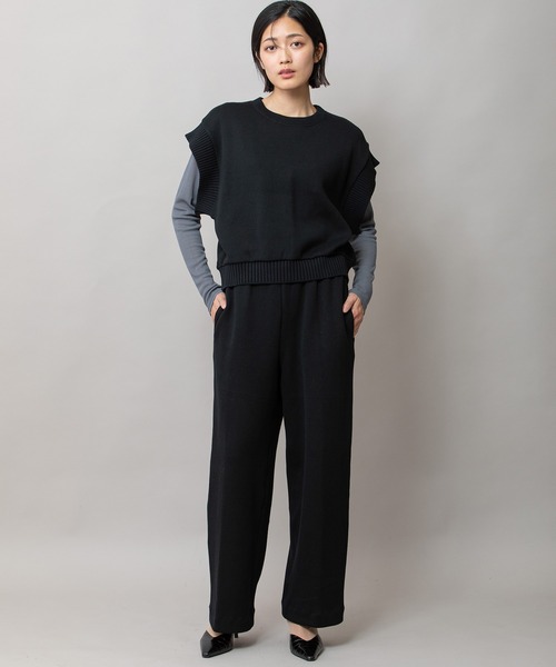 Munich(ミューニック)の「ニットライクジャージー×リブドッキングプルオーバー(Tシャツ/カットソー・レディース・キャメル/ダークグレー/ブラック・FREE)」の8枚目の写真