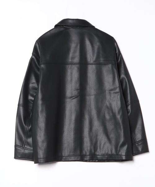 JEANS FACTORY Clothes（ジーンズファクトリークローズ）の「[Jeans Factory Clothes/ジーンズファクトリークローズ] スリーブデザイン オーバーサイズ フェイクレザー ジャケット（ライダースジャケット・レディース・ブラック/ブラウン・F）」の6枚目の写真
