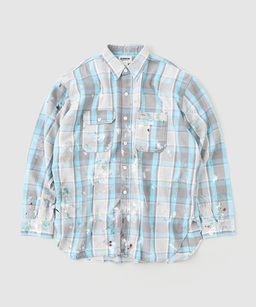 BOW WOW(バウワウ)の「BOWWOW / バウワウ PAINTERS PAINT STAINED FLANNEL S(シャツ/ブラウス・メンズ・サックスブルー・LARGE/MEDIUM)」の1枚目の写真
