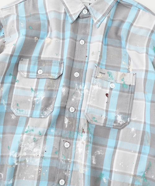 BOW WOW(バウワウ)の「BOWWOW / バウワウ PAINTERS PAINT STAINED FLANNEL S(シャツ/ブラウス・メンズ・サックスブルー・LARGE/MEDIUM)」の3枚目の写真