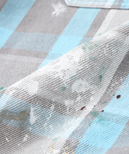 BOW WOW(バウワウ)の「BOWWOW / バウワウ PAINTERS PAINT STAINED FLANNEL S(シャツ/ブラウス・メンズ・サックスブルー・LARGE/MEDIUM)」の4枚目の写真