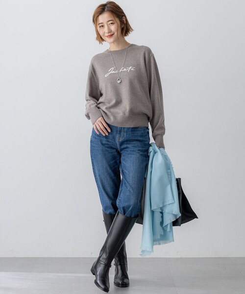 23区(ニジュウサンク)の「【洗える】インターシャ ロゴ ニット(ニット/セーター・レディース・グレー系/アイボリー系/ブラウン系・38)」の12枚目の写真