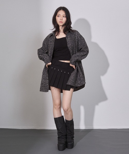 ENVYM(アンビー)の「プリーツラップミニスカート(スカート・レディース・ブラック/レオパード・SMALL/MEDIUM)」の17枚目の写真