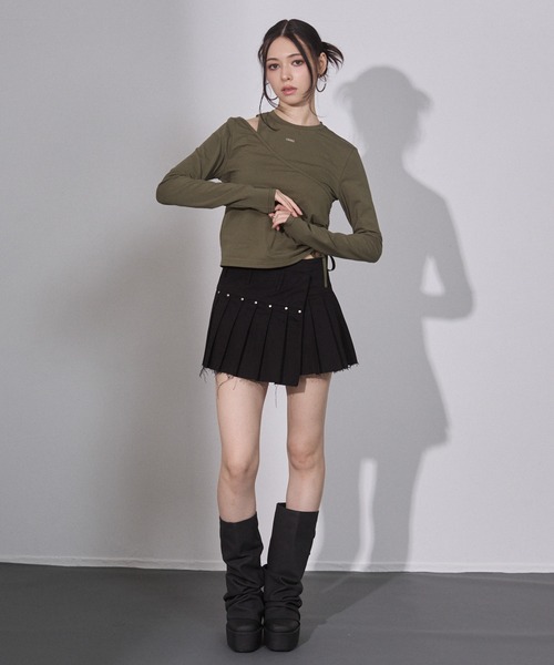 ENVYM(アンビー)の「プリーツラップミニスカート(スカート・レディース・ブラック/レオパード・SMALL/MEDIUM)」の8枚目の写真