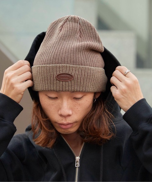 Dickies（ディッキーズ）の「Dickies/ディッキーズ DK EX CIHCLE LOGO PIGMENT KNIT WATCH ピグメント加工 ロゴ ヴィンテージ ニットビーニー（ニットキャップ/ビーニー・メンズ・ブラック/ブラウン/レッド/ブルー/グリーン・FREE）」の2枚目の写真